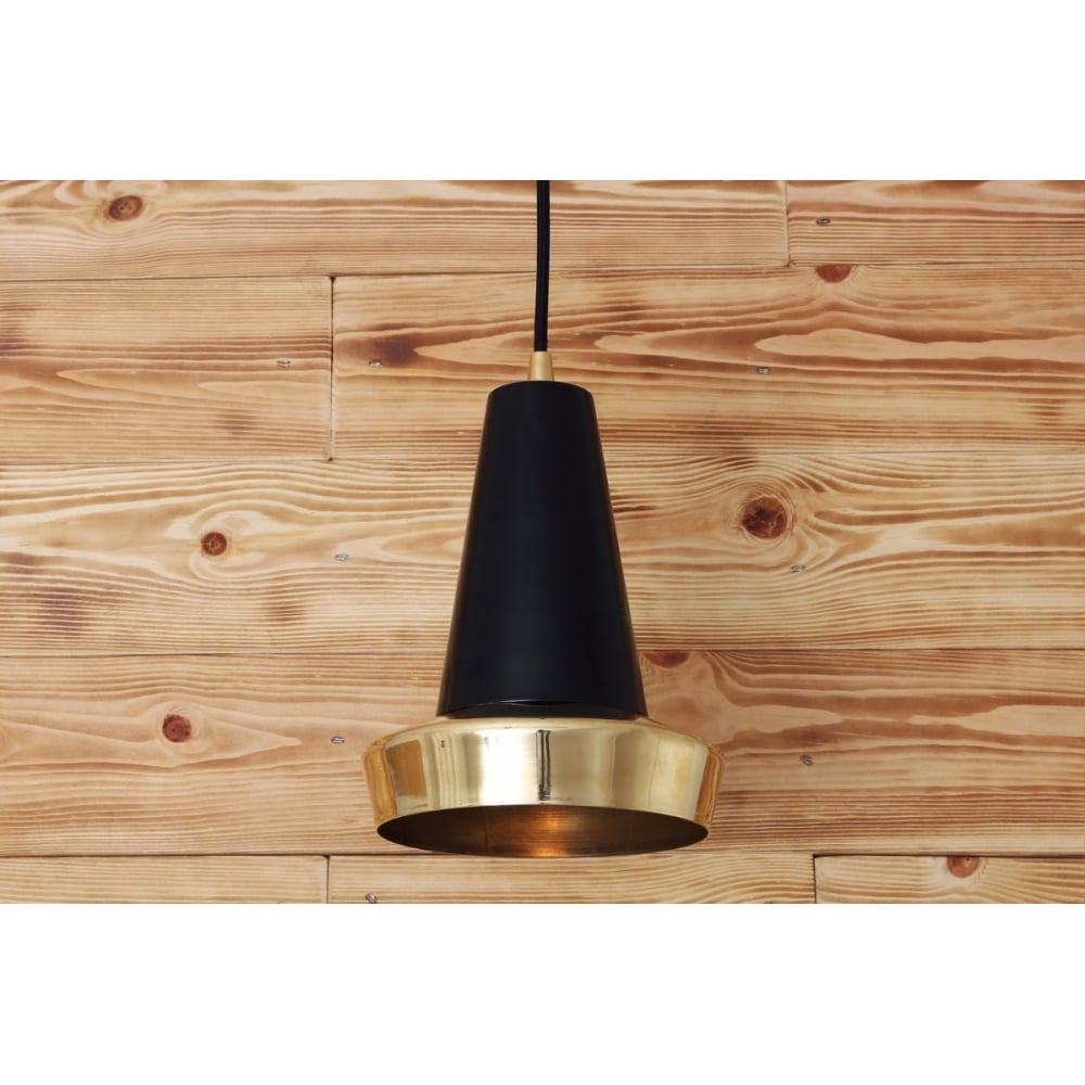 Malabo Contemporary Pendant Light in Polished Brass & Matte Black