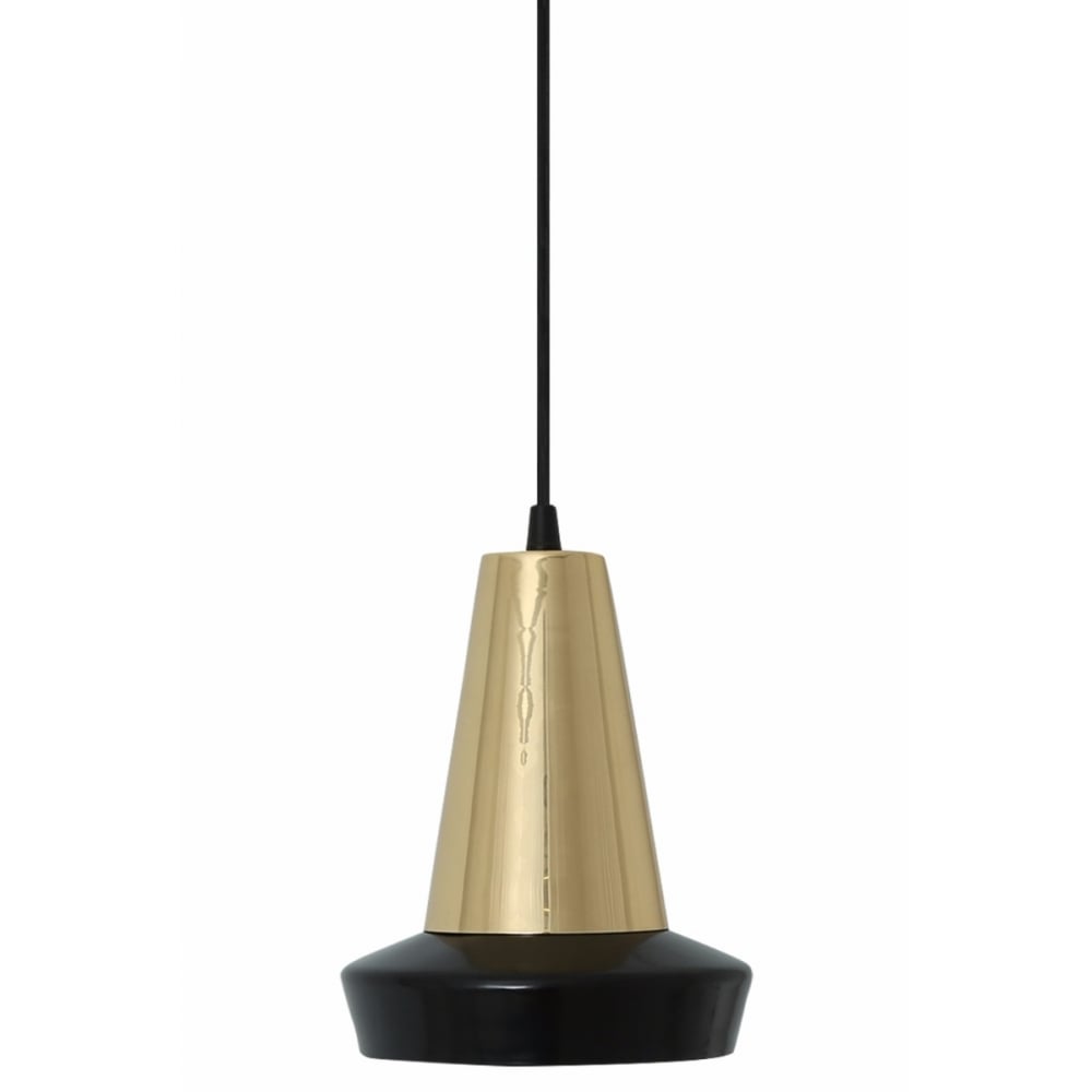 Malabo Contemporary Pendant Light in Polished Brass & Matte Black