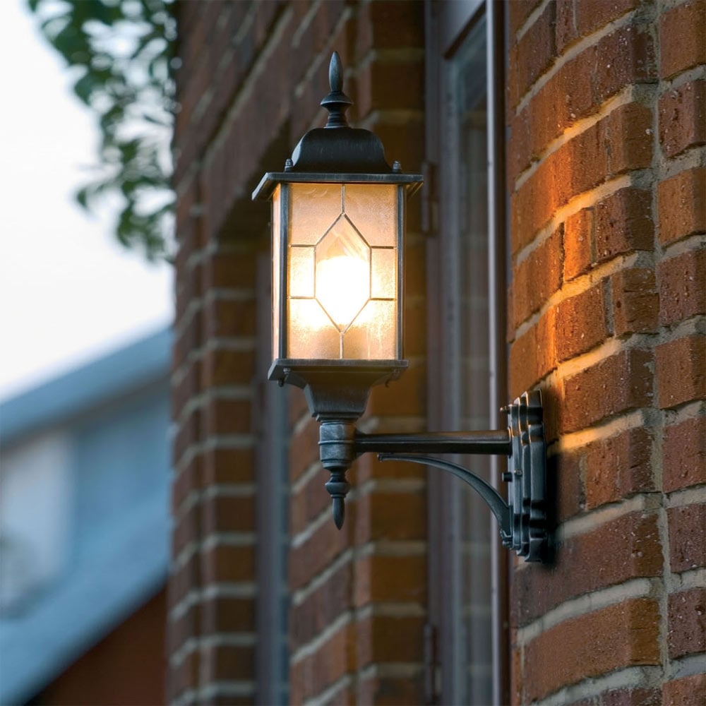 Elegant Milani Black and Silver Outdoor Coach Lantern
