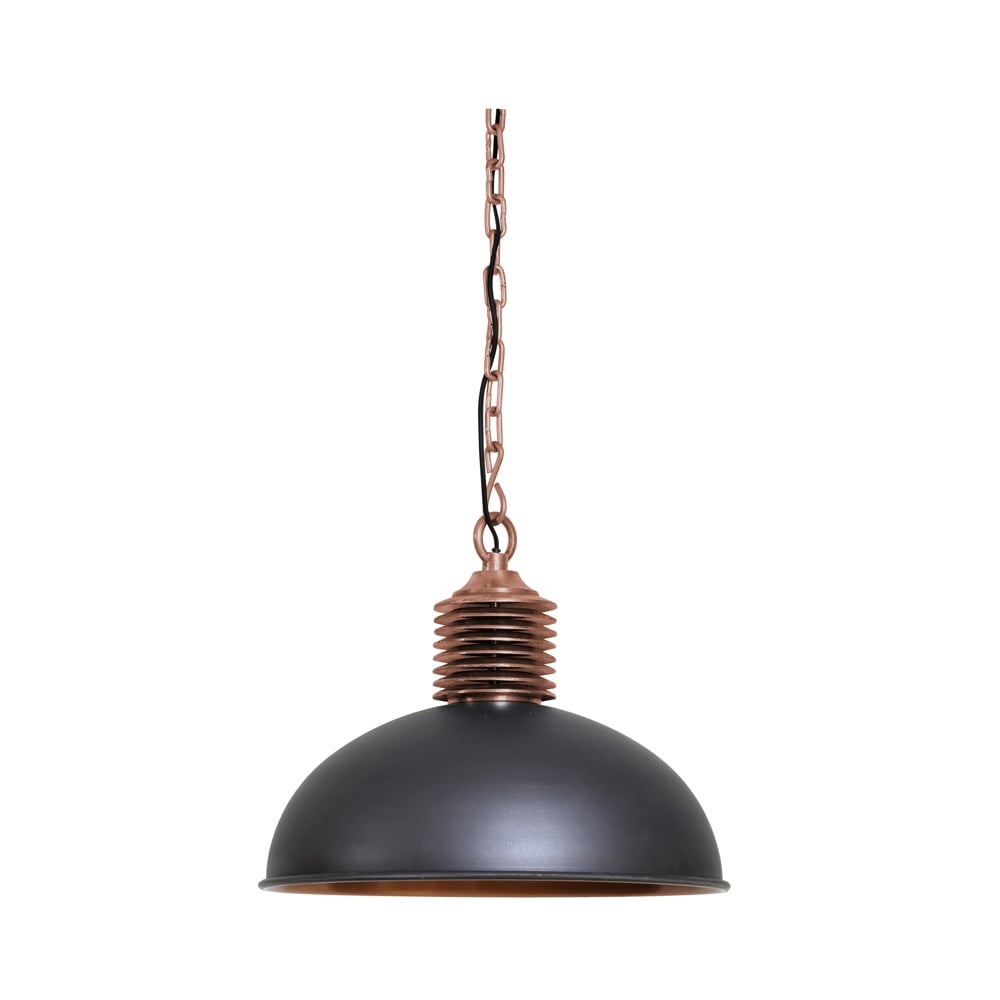 Industrial Chic Pendant Lamp, Grey & Antique Copper, 52x42cm