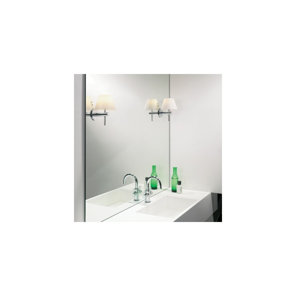 Sleek Roma Chrome Bathroom Wall Light with Opal Glass Shade