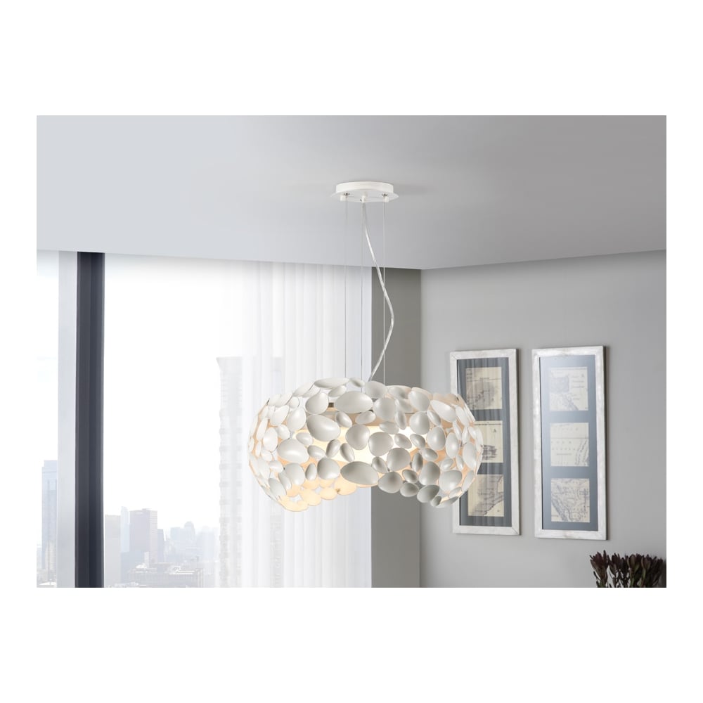 Narisa 47cm Modern White Designer Pendant Lamp, 5-Light Fixture