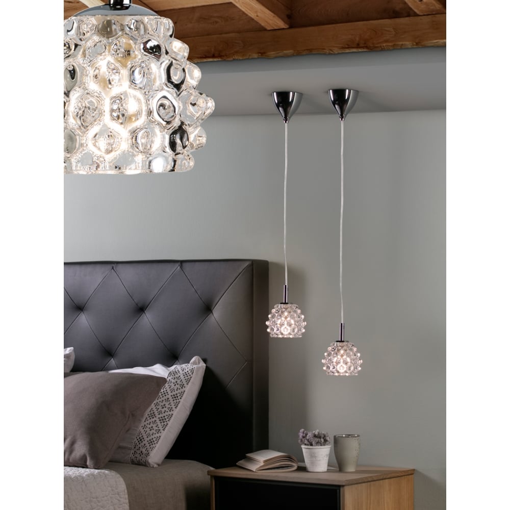 Hestia II Single Light Chrome and Crystal Pendant Lamp