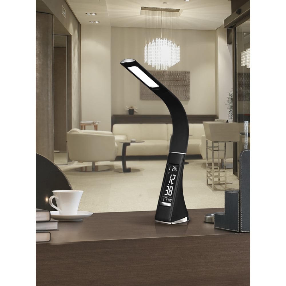 Sleek Black Flexi Arm LED Desk Lamp with Digital Display