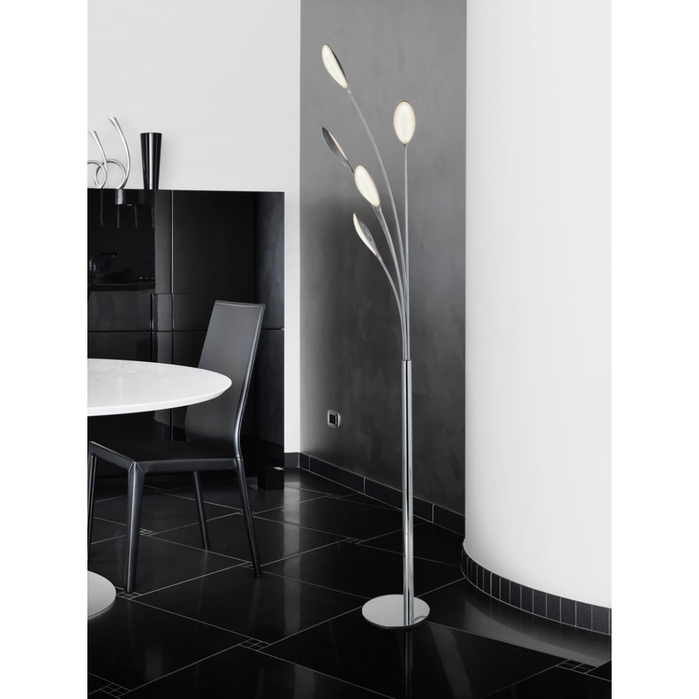 Lucila Contemporary Chrome Multi-LED Floor Lamp