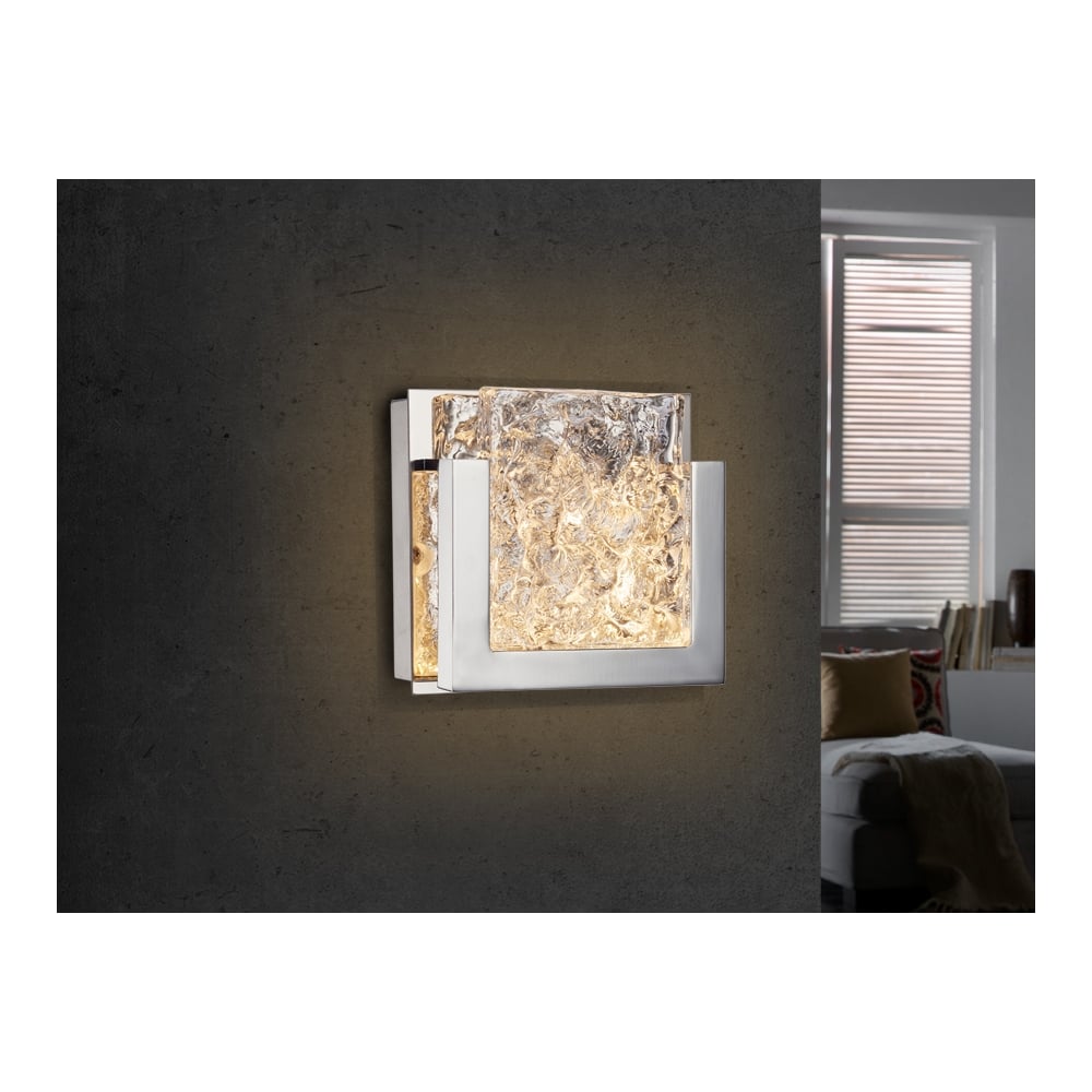 Piros Chrome Finish LED Wall Lamp, 6W with Handcrafted Glass