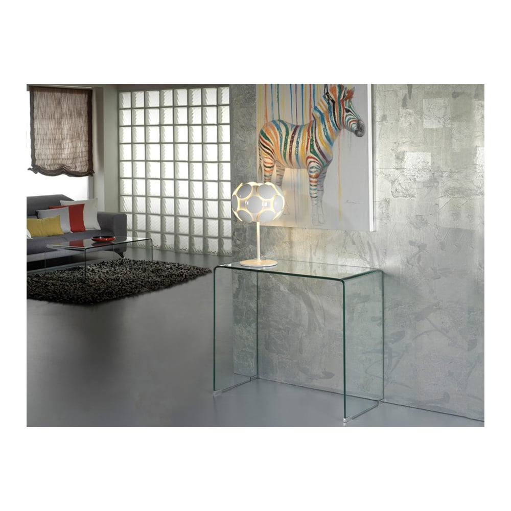 Title: Sleek Transparent Tempered Glass Console Table