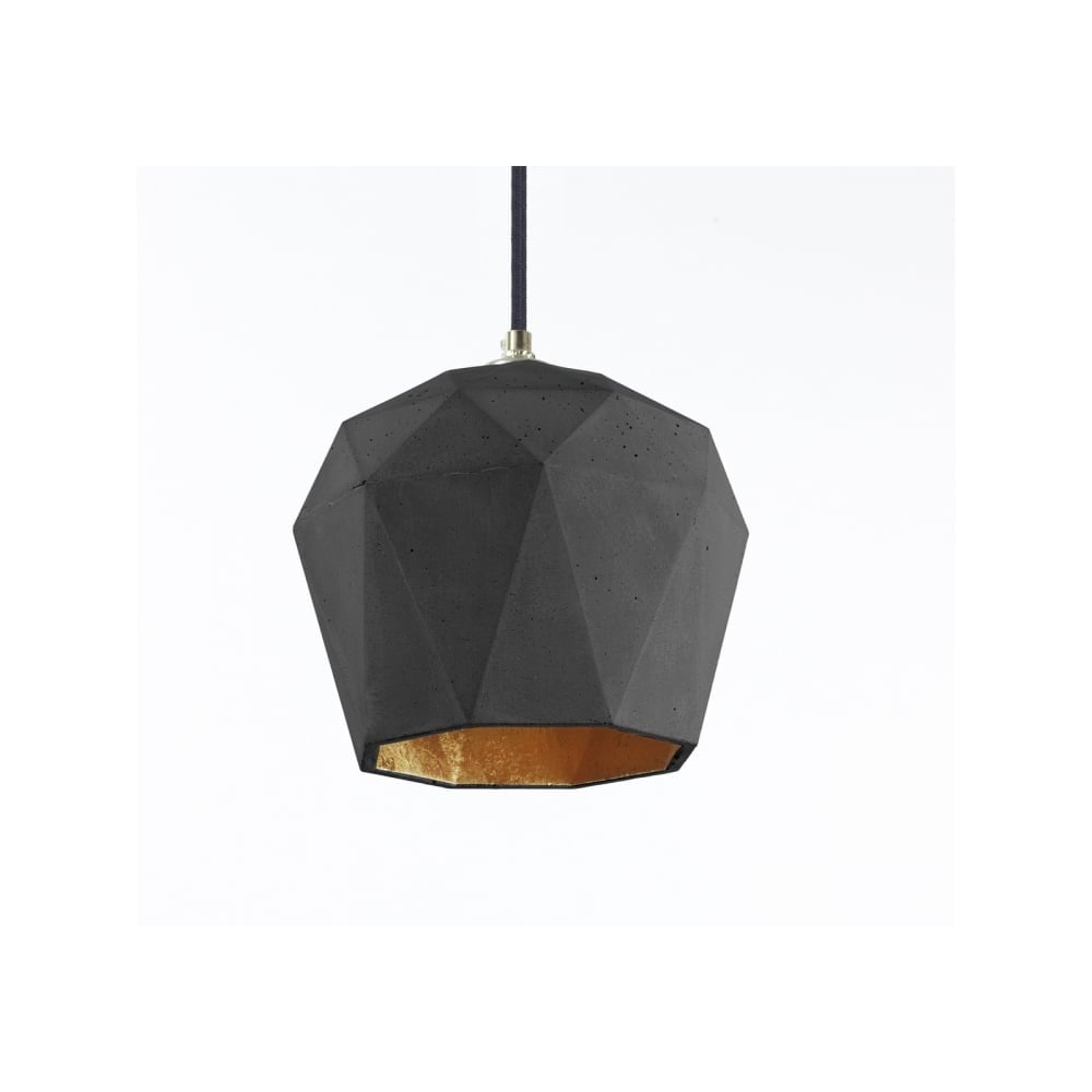 Industrial Elegance: Concrete and Gold Dome Pendant Light