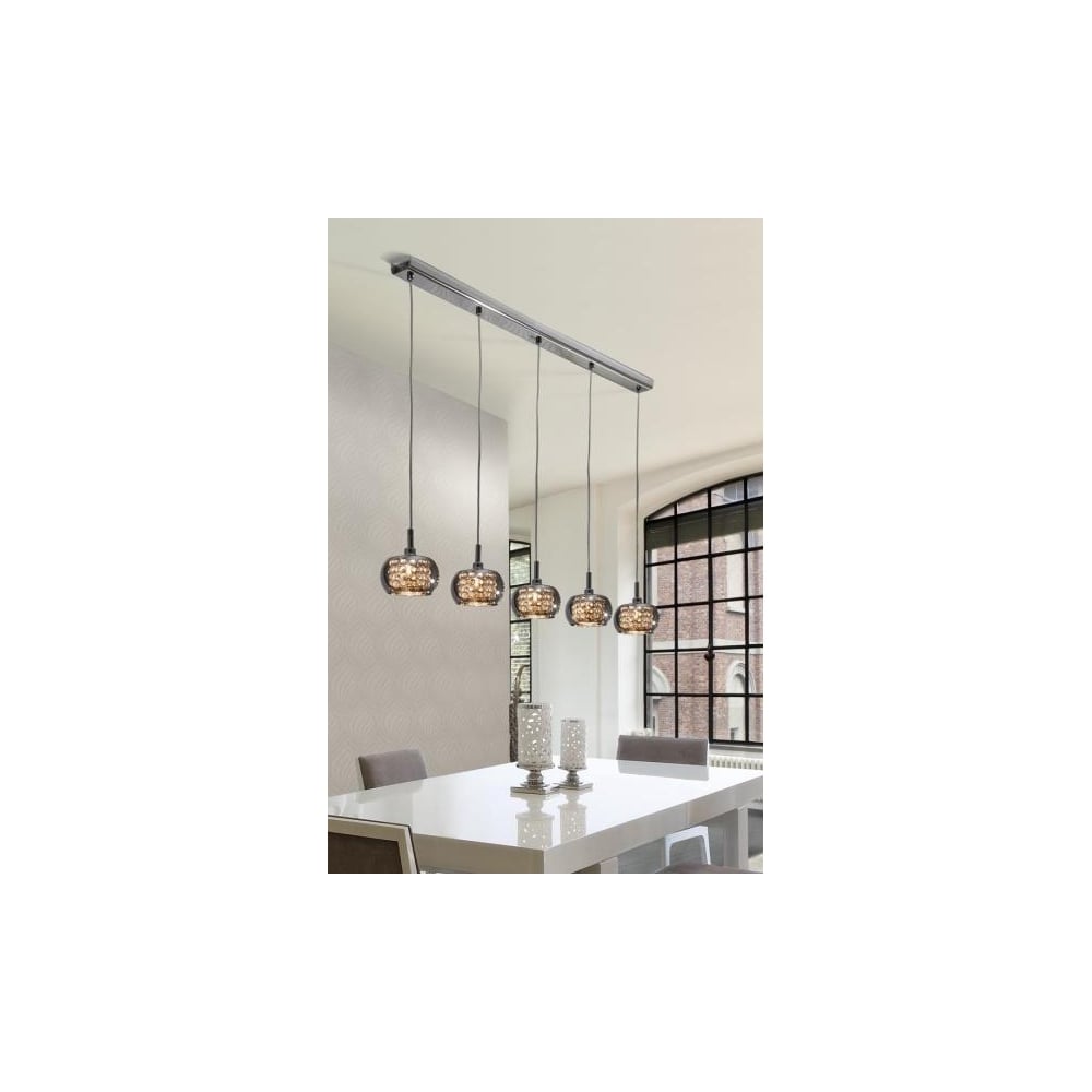 Glistening Crystal Dome LED Pendant Light with Art Deco Flair