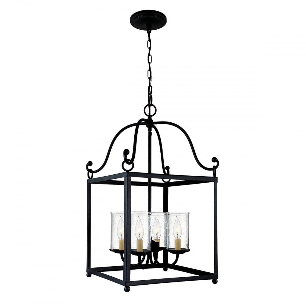 Victorian Iron and Glass Candle Pendant Light Fixture