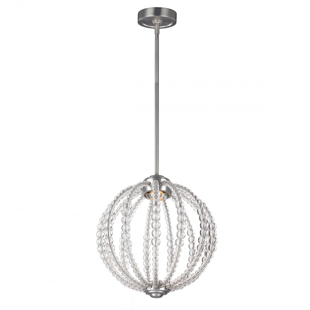 Satin Nickel Oberlin LED Pendant with Crystal Glass Accents