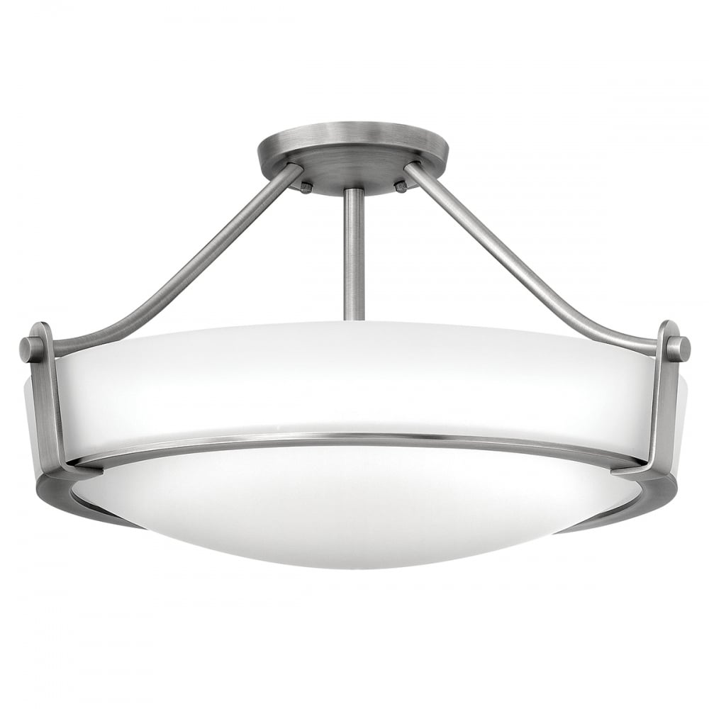 Hathaway Medium Antique Nickel 4-Light Semi-Flush Ceiling Fixture