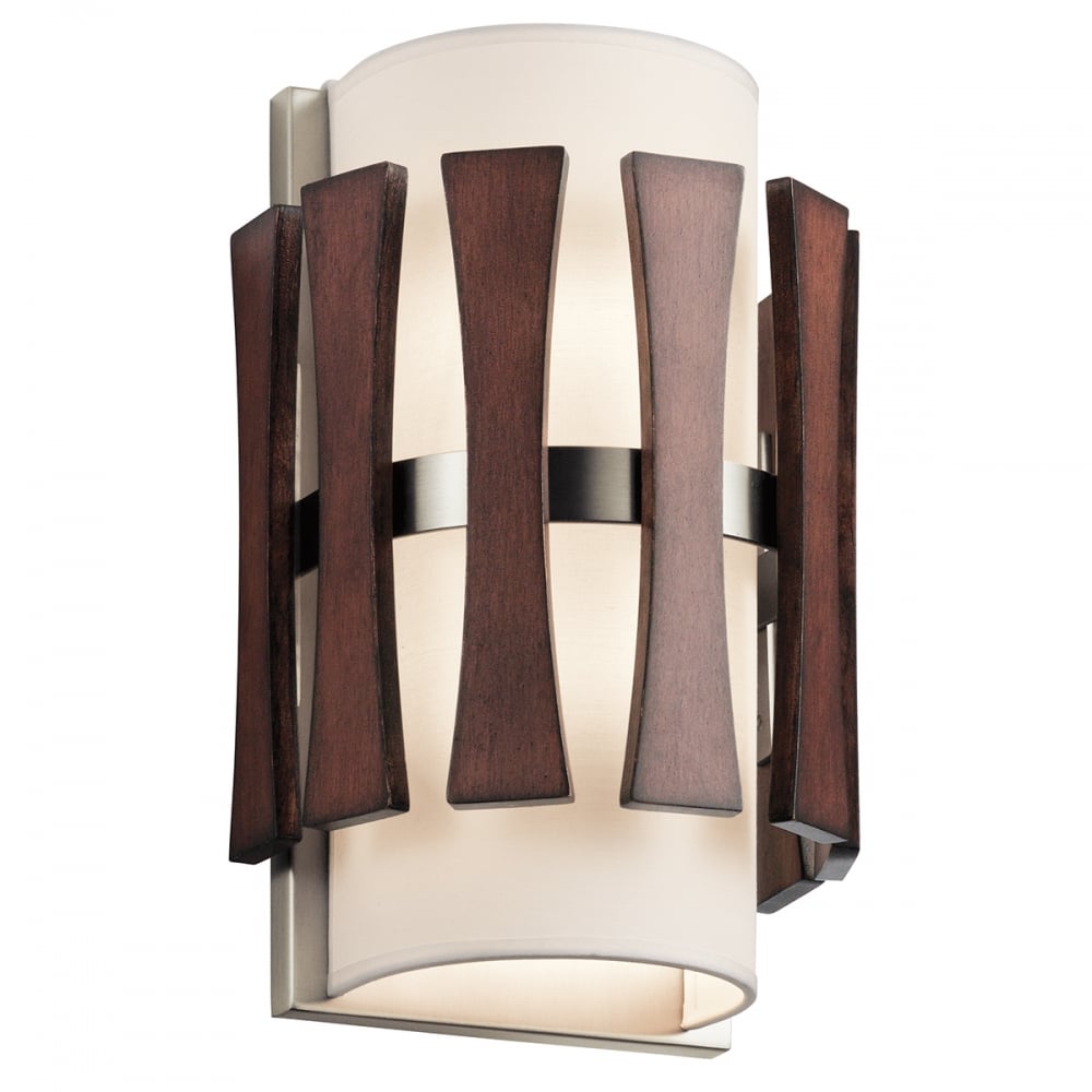 Auburn Elegance Stained Wood with Satin-Etched Glass Wall Sconce