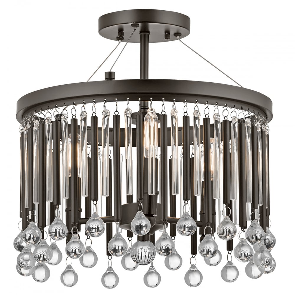Espresso Elegance: Piper Semi-Flush Diamond Ceiling Light