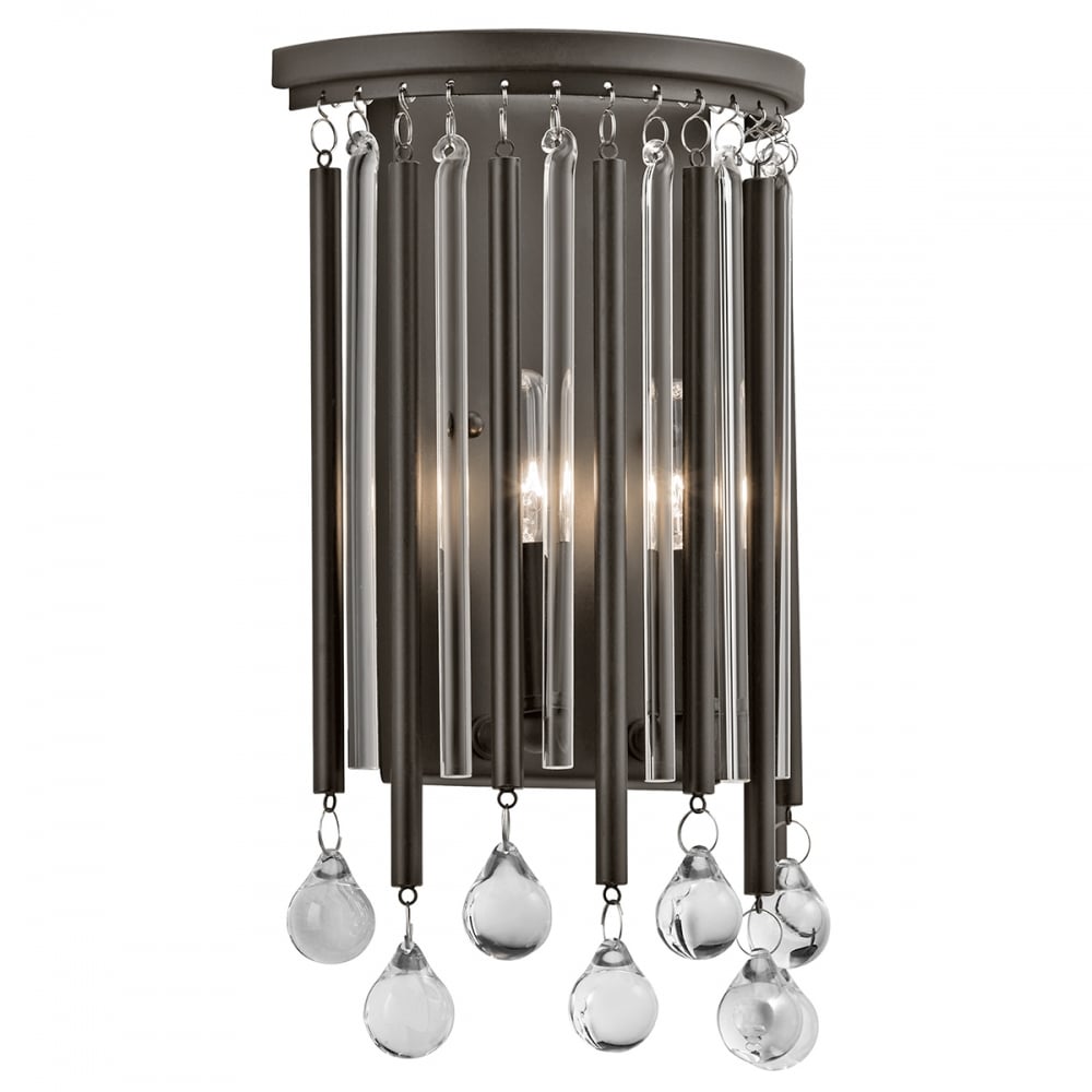 Espresso Finish Piper Wall Light with Diamond Glass Accents