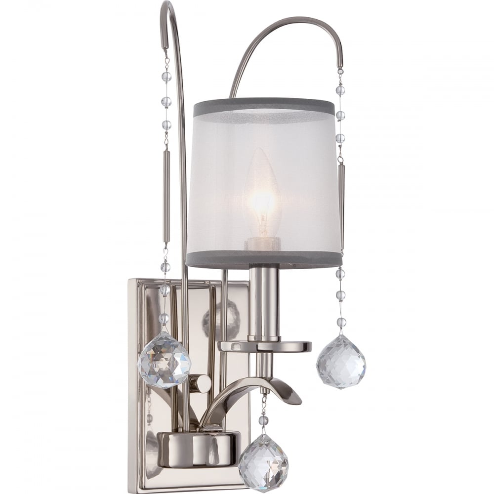 Whitney 1-Light Imperial Silver Wall Sconce with Crystal Accents