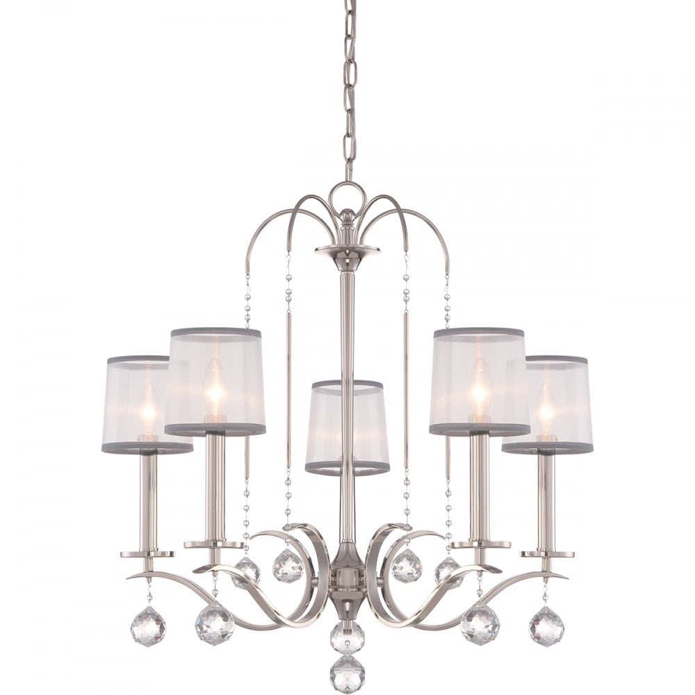 Whitney Imperial Silver 5-Light Crystal Chandelier