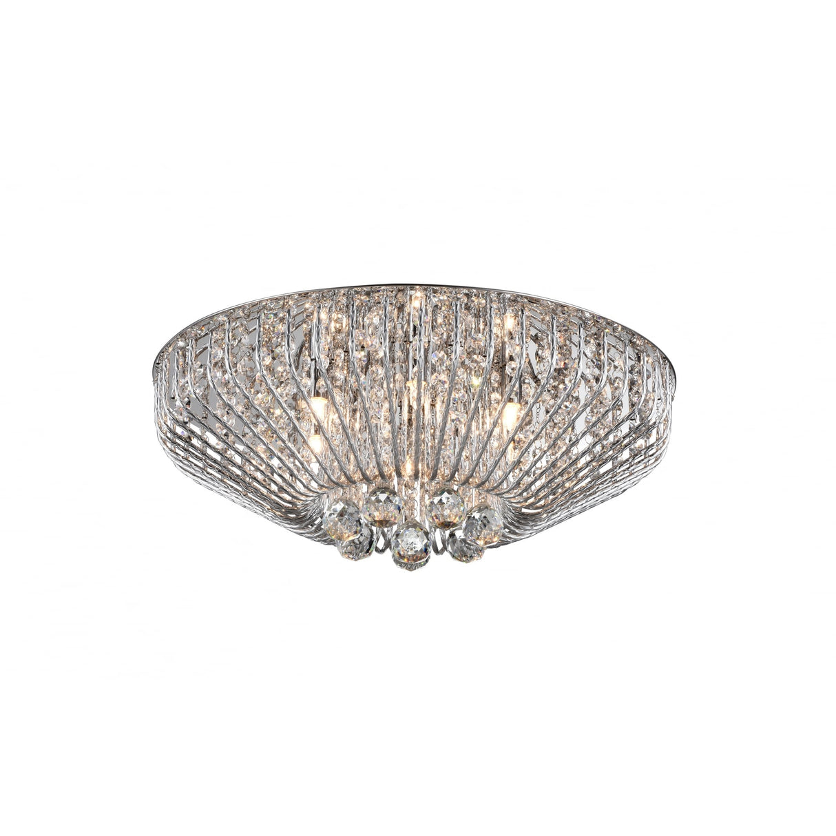 Carlo Crystal Elegance 5-Light Flush Mount in Polished Chrome, 52cm