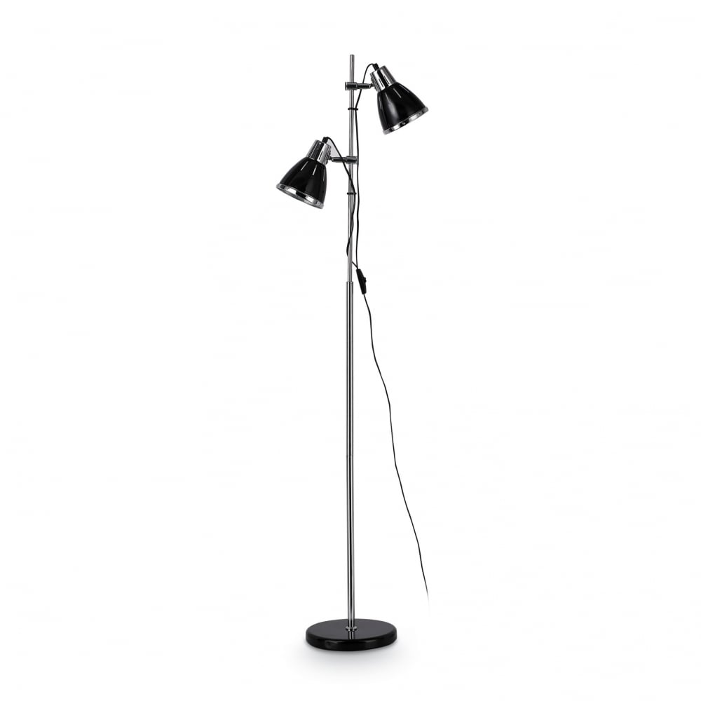 Elvis Unique Standing Floor Lamp with Dual Black Shades and Elegant Base