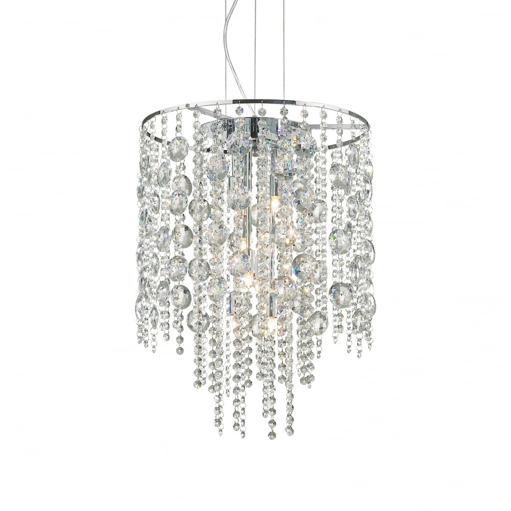Elegant Evasione Chrome and Crystal Diamante 8-Light Ceiling Pendant