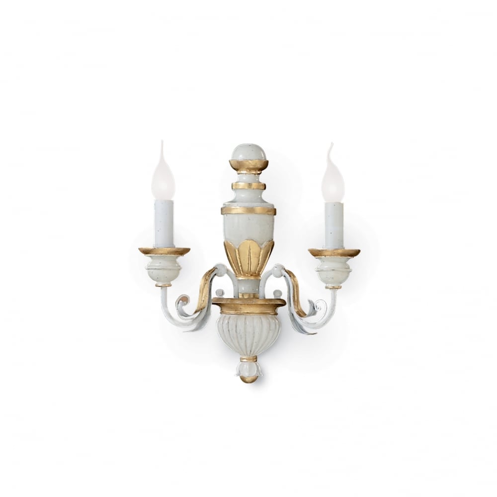Elegant Firenze White and Gold Twin Wall Sconce