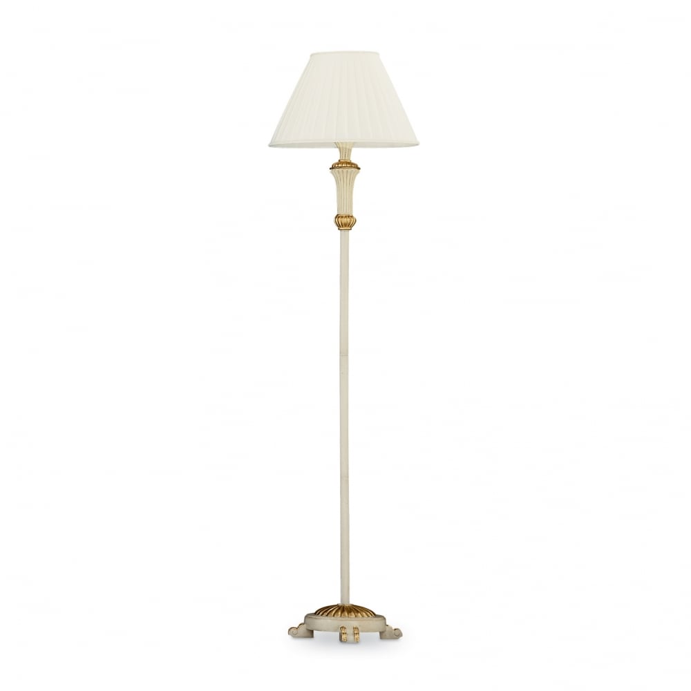 Firenze Elegant White and Gold Standing Lamp with Classic Shade