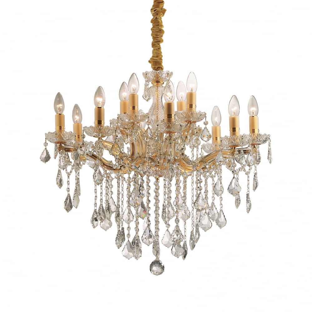Florian Luxe Gold Crystal Chandelier with 12 Radiant Lights