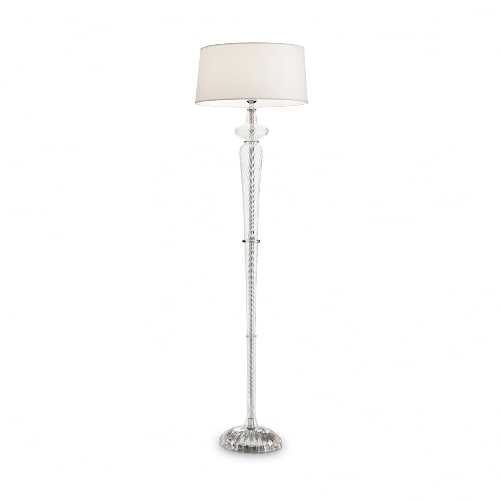 Elegant Forcola Glass Floor Lamp with Classic White Drum Shade