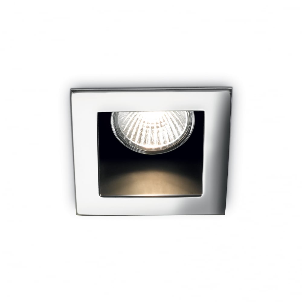 Contemporary Square Chrome Recessed Ceiling Downlight with Offset Bezel, GU10
