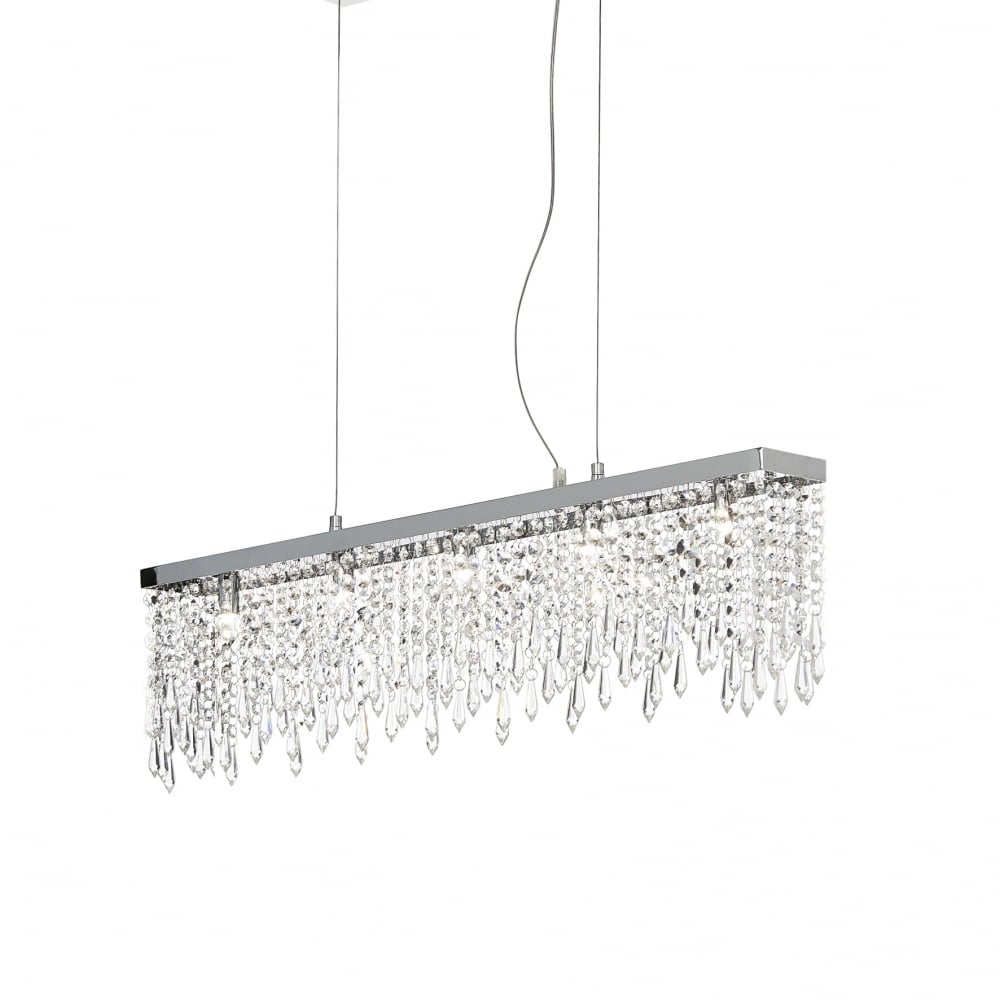 Giada Elegance Chrome Crystal Waterfall Pendant Light, 85cm