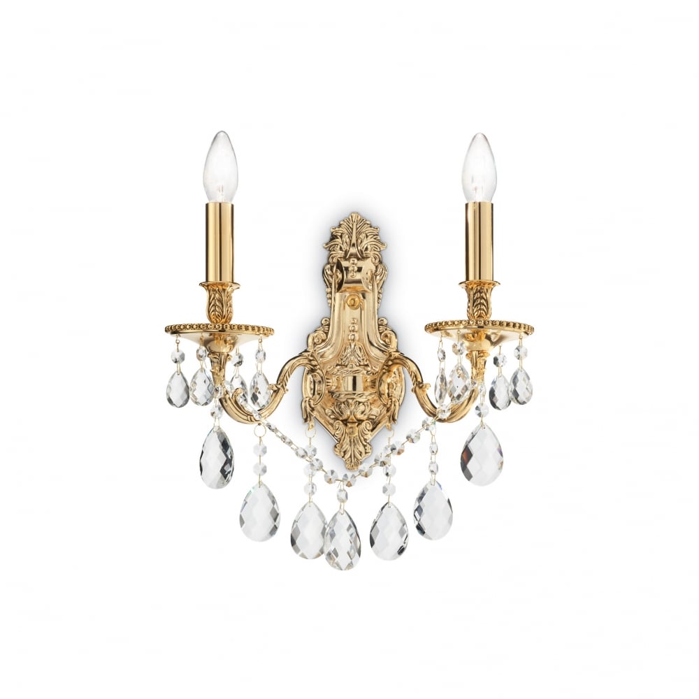 Gioconda Elegance: Opulent Gold Wall Sconce with Diamante Accents