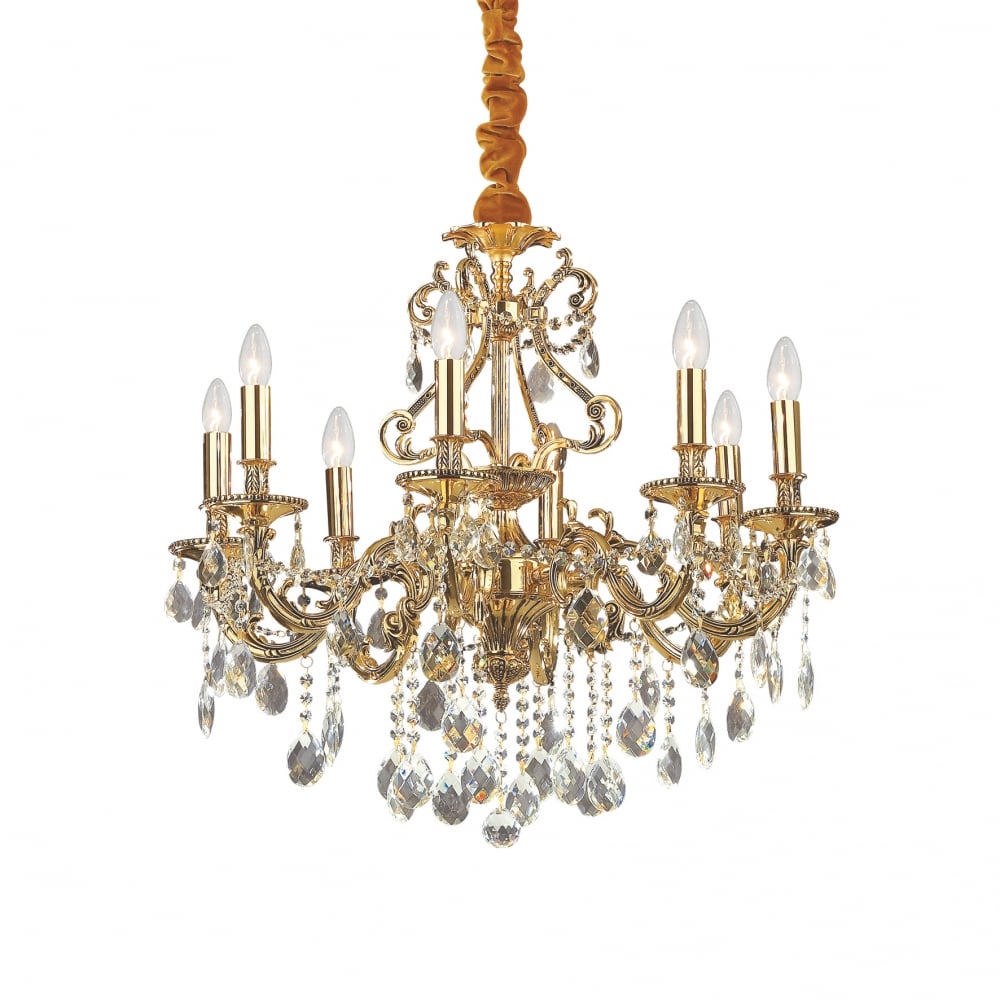 Elegant Gold Chandelier with Crystal Accents - 8 Light Traditional Design