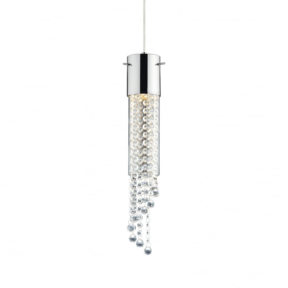 Sleek Gocce Chrome Pendant Light with Elegant Bead Accents