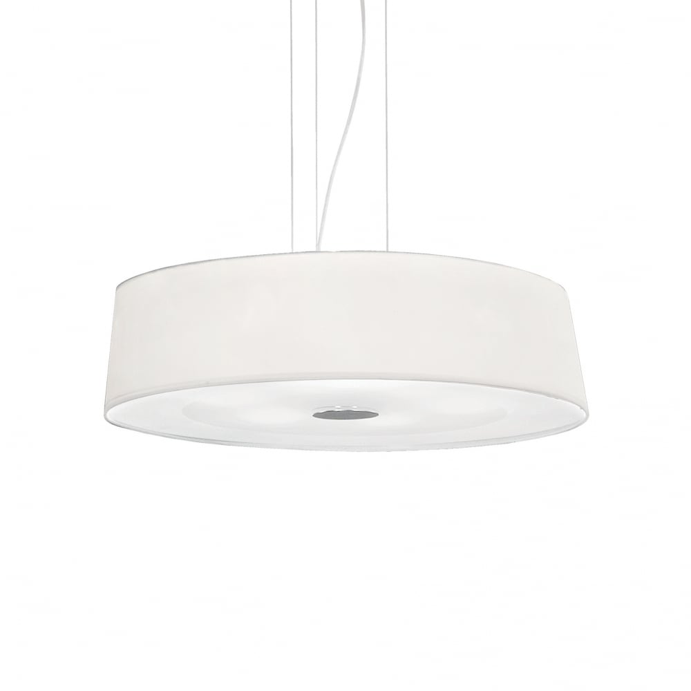 Zen Modern Elegance: French White Drum Pendant Light with 6 Lights