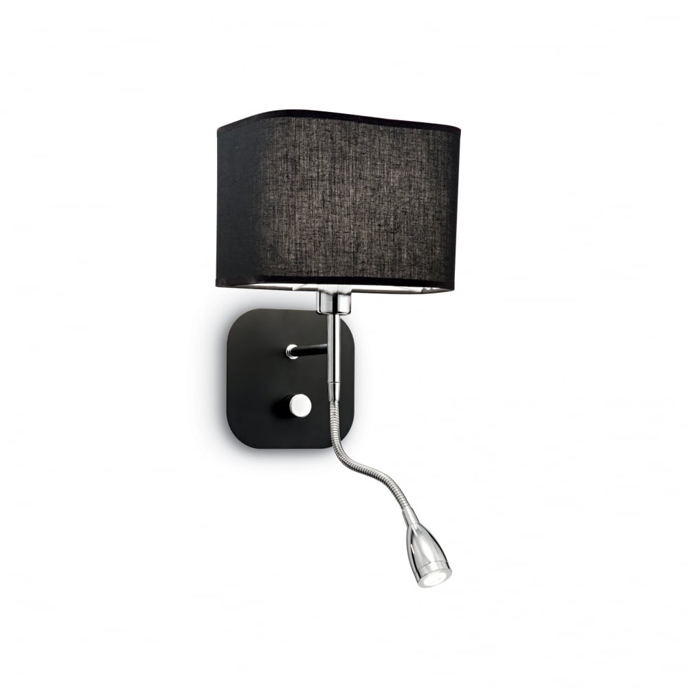 Elegant Black Shade Wall Lamp with LED Chrome Accent Lighting