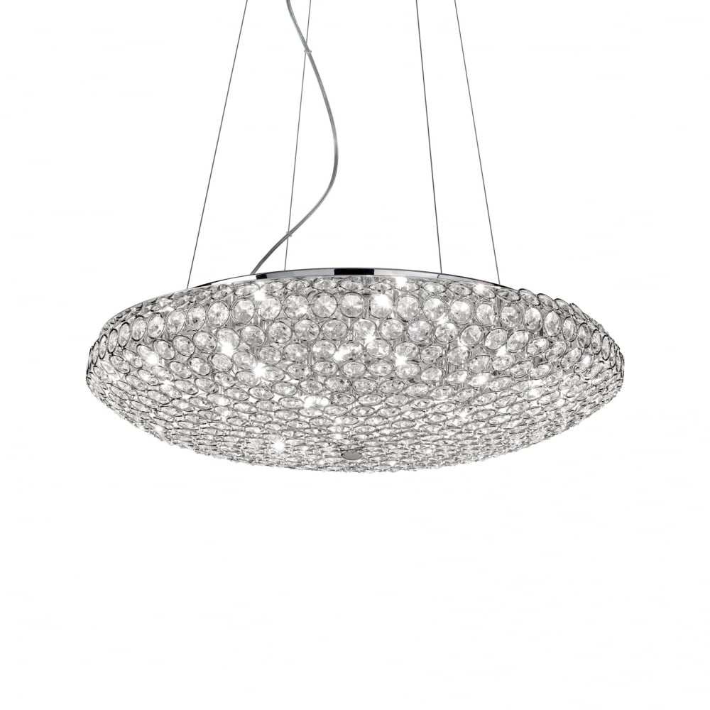 Royal Chrome 12-Light Crystal Gem Pendant Chandelier