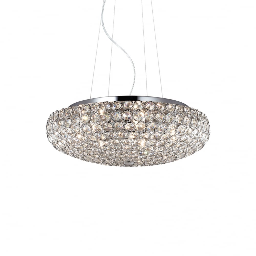 Majestic Crystal Halo - 7 Bulb Chrome Pendant Light