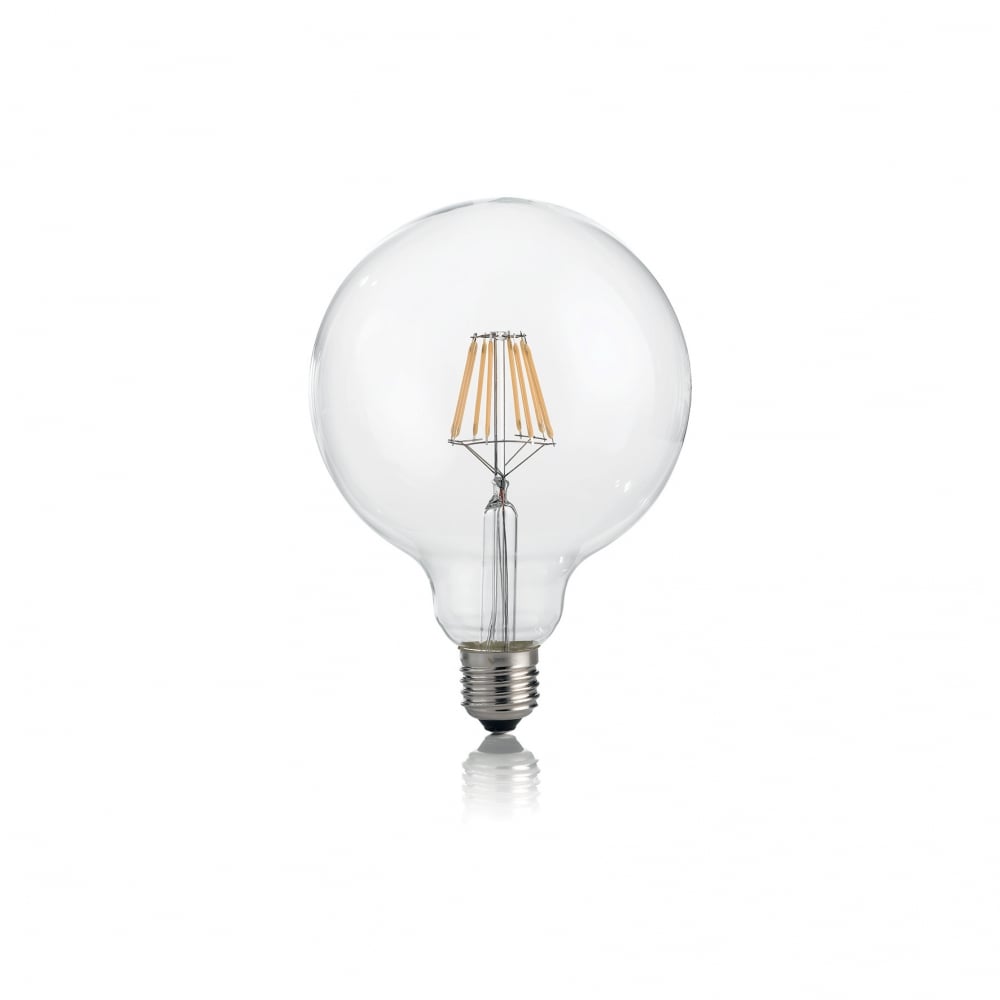 Classic E27 Globe Light Bulb 8W D125 Clear Glass 3000K