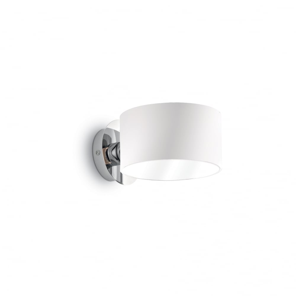 Contemporary Anello Drum Shade Wall Light in Chrome and White