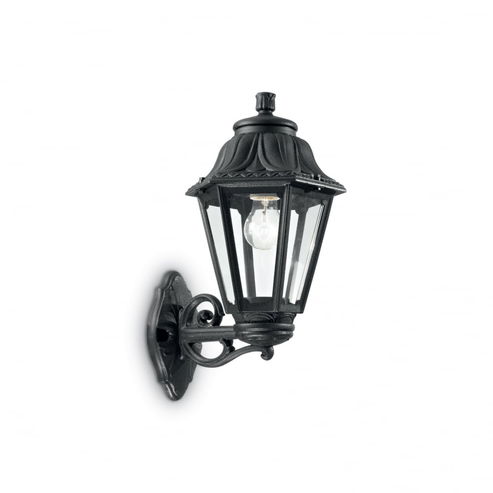 Anna Black Resin Classic Porch Hexagonal Wall Lantern
