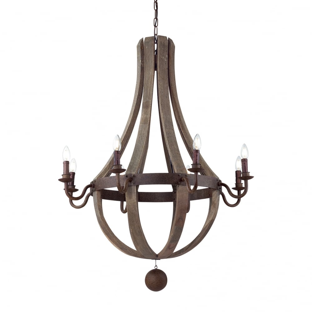 Millennium Vintage Iron and Wood 8-Light Chandelier