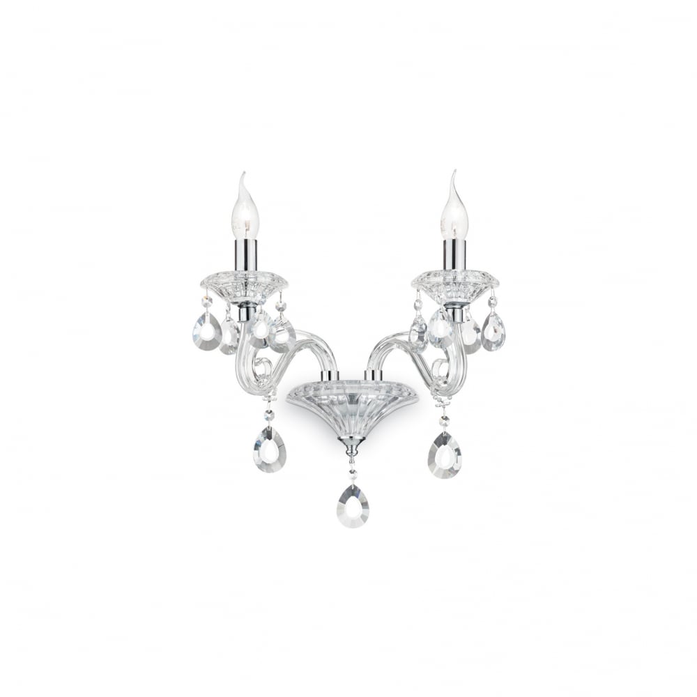 Negresco Elegant Twin Wall Sconce in Crystal Clear Finish