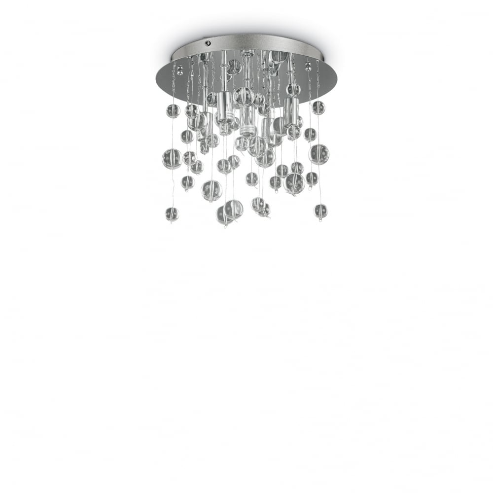 Neve Modern Chrome 5-Light Fixture with Glass Sphere Accents