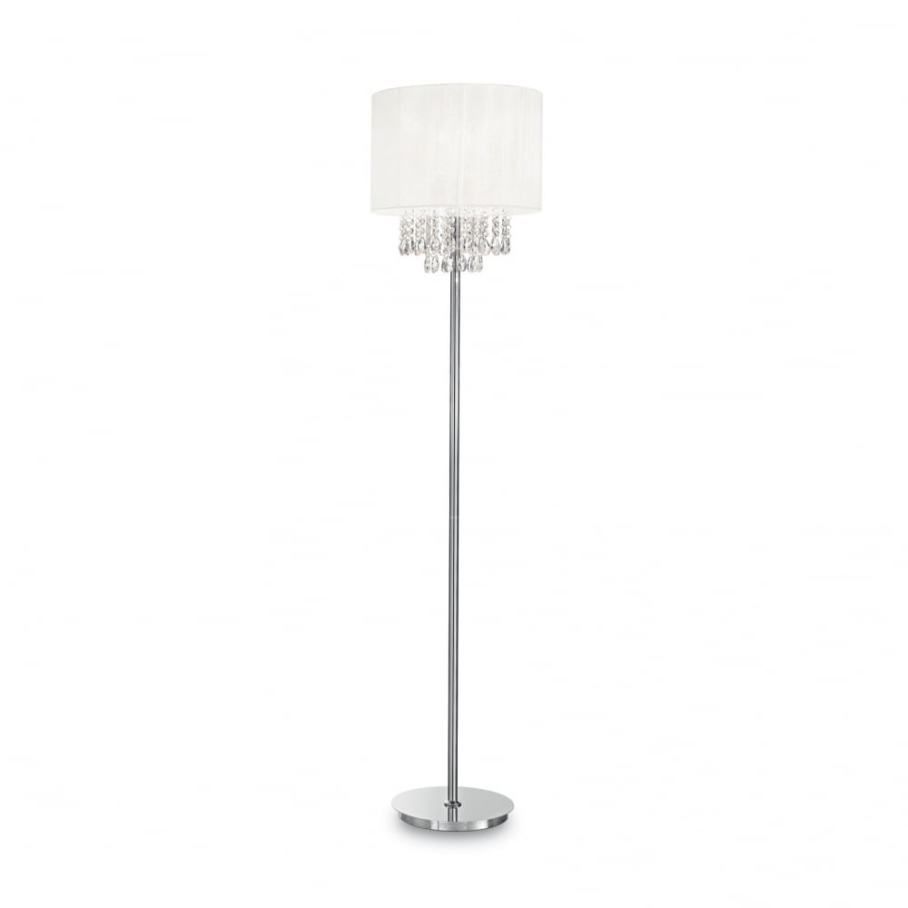 Contemporary Elegance Crystal Floor Lamp with Ivory Shade