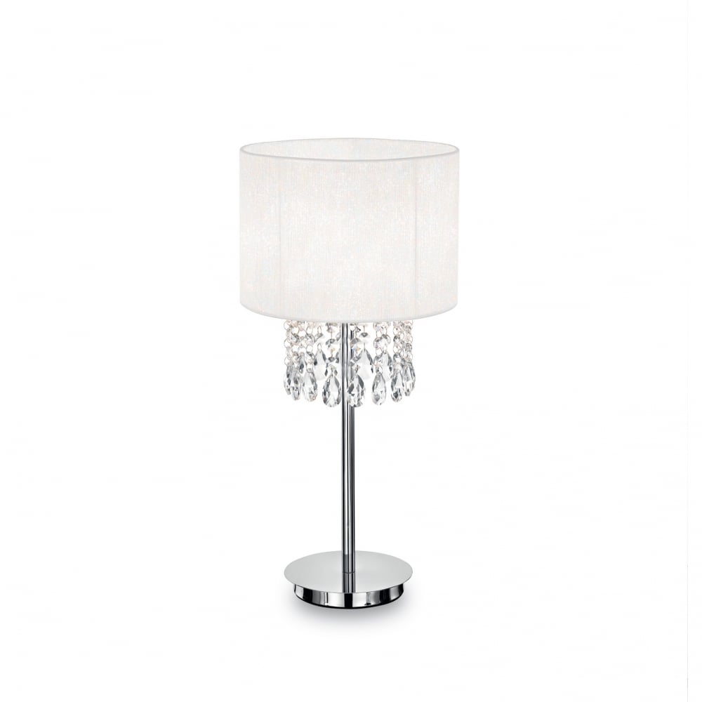 Elegant Crystal Table Lamp with White Fabric Shade
