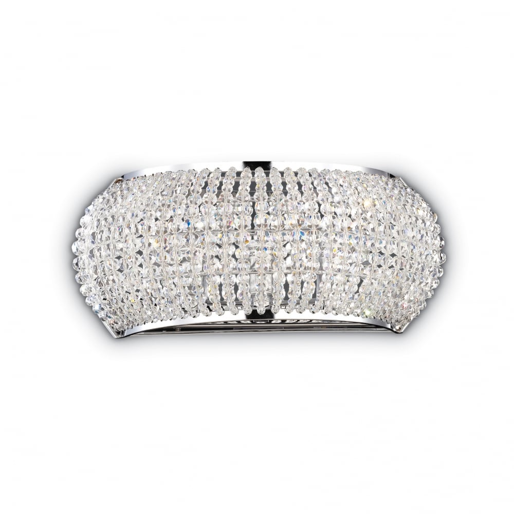 Pasha 3-Light Chrome Wall Fixture with Elegant Crystal Diffusers