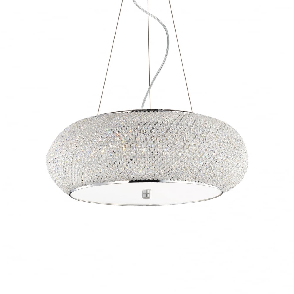Elegant Chrome Pasha Ten-Bulb Pendant Chandelier