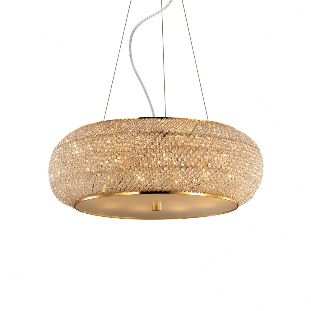 Elegant Gold 10-Bulb Pendant Chandelier