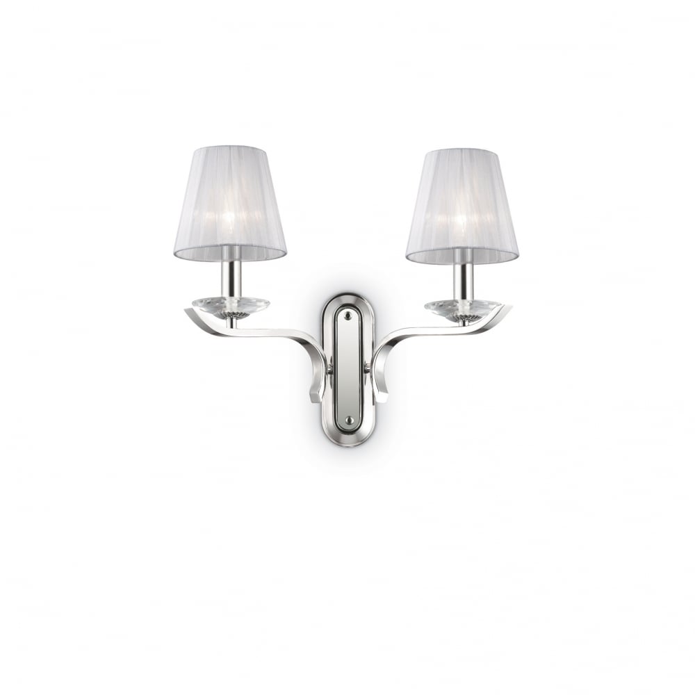 Traditional Chrome Double Wall Sconce with Elegant Shades