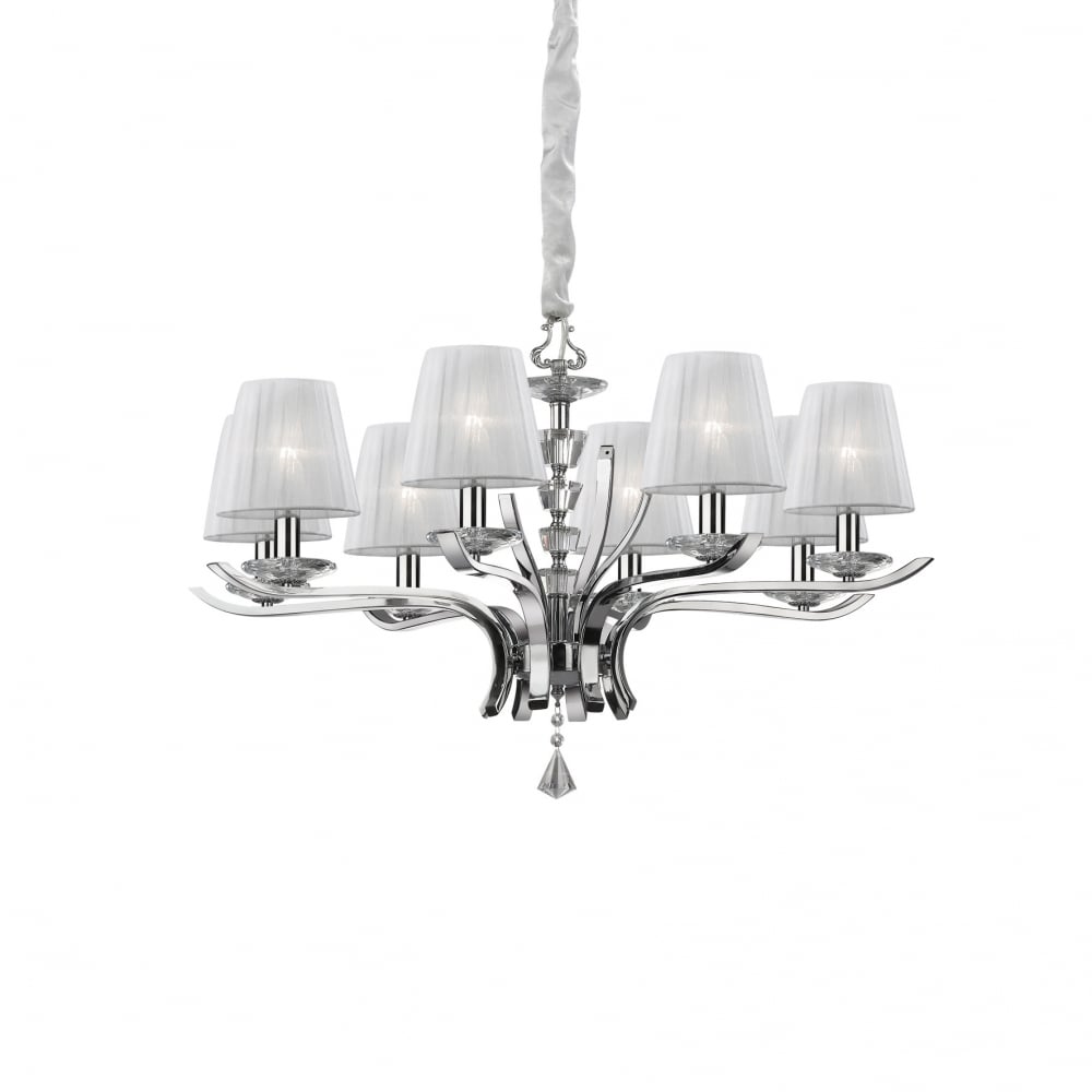 Pegaso 8-Light Chrome Chandelier with Elegant Shades